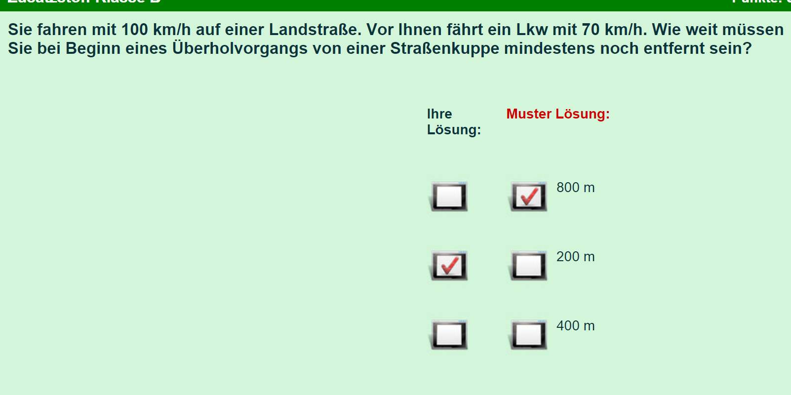 Fahrschule theorie formeln