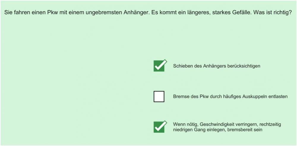 Fahrschule: komische Frage bzgl. Anhänger (Auto)