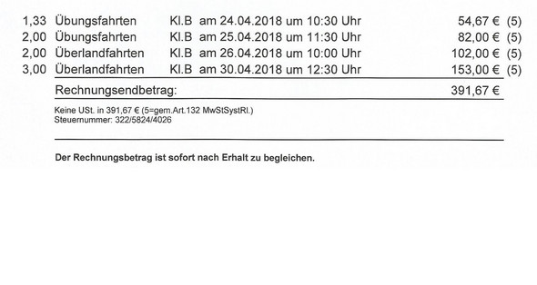 Fahrschule Rechnung Kl B Sind Das Bereits Die Pflichtstunden Auto Und Motorrad Fahrschule Praxis Sonderfahrten