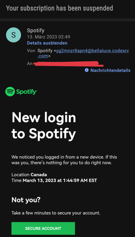 Fake-E-Mail erhalten (Spotify)?