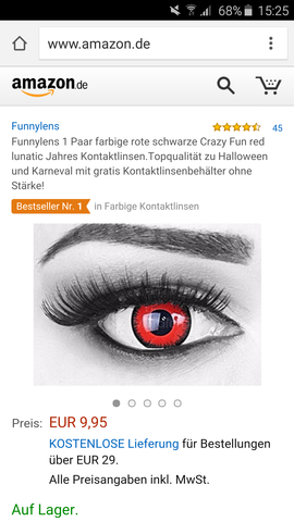 Farbige Rote Kontaktlinsen Bei Sehr Dunkel Braunen Augen Sieht Man Das Rot Vampire Braun Karneval