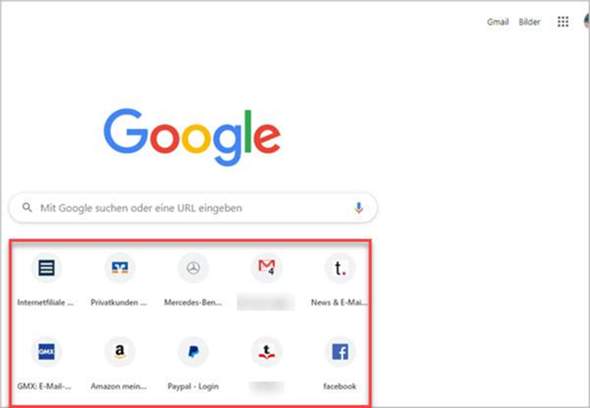 startseite in google chrome