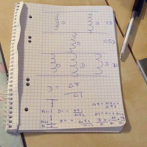 Das obere ist die skizze von der ich die Federkonstante berechnen muss - (Schule, Physik, Federkonstante)