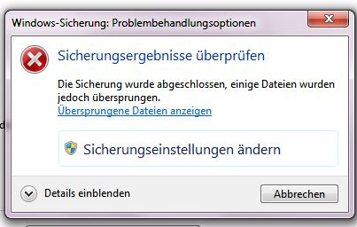 Problembehandlungsoptionen - (Windows 7, Datensicherung, Systemabbild)
