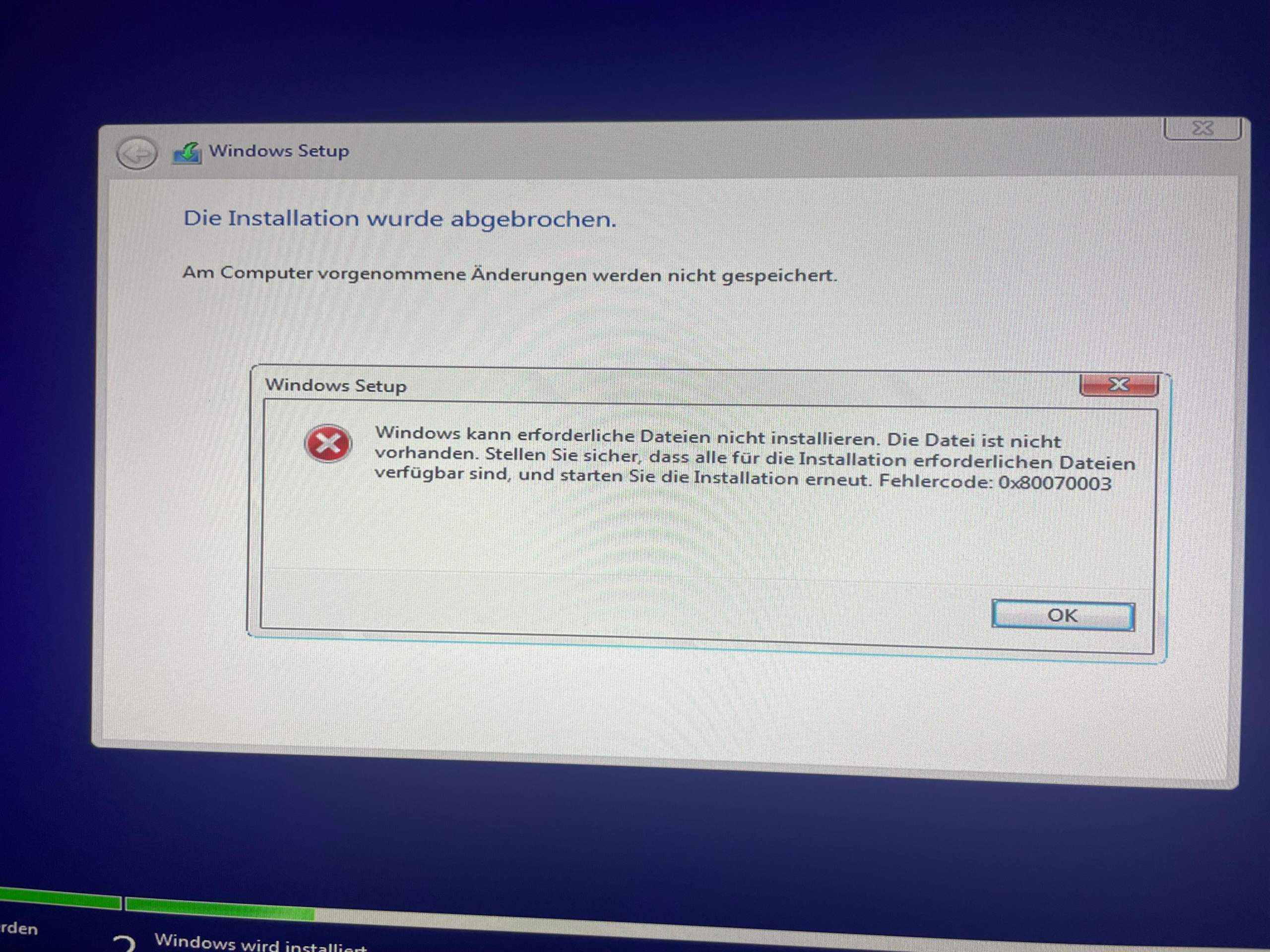 Fehler Bei Der Verbindung Fehler 651 Windows 8 Fehler bei der Windows Installation? (Windows 10, Microsoft, IT)
