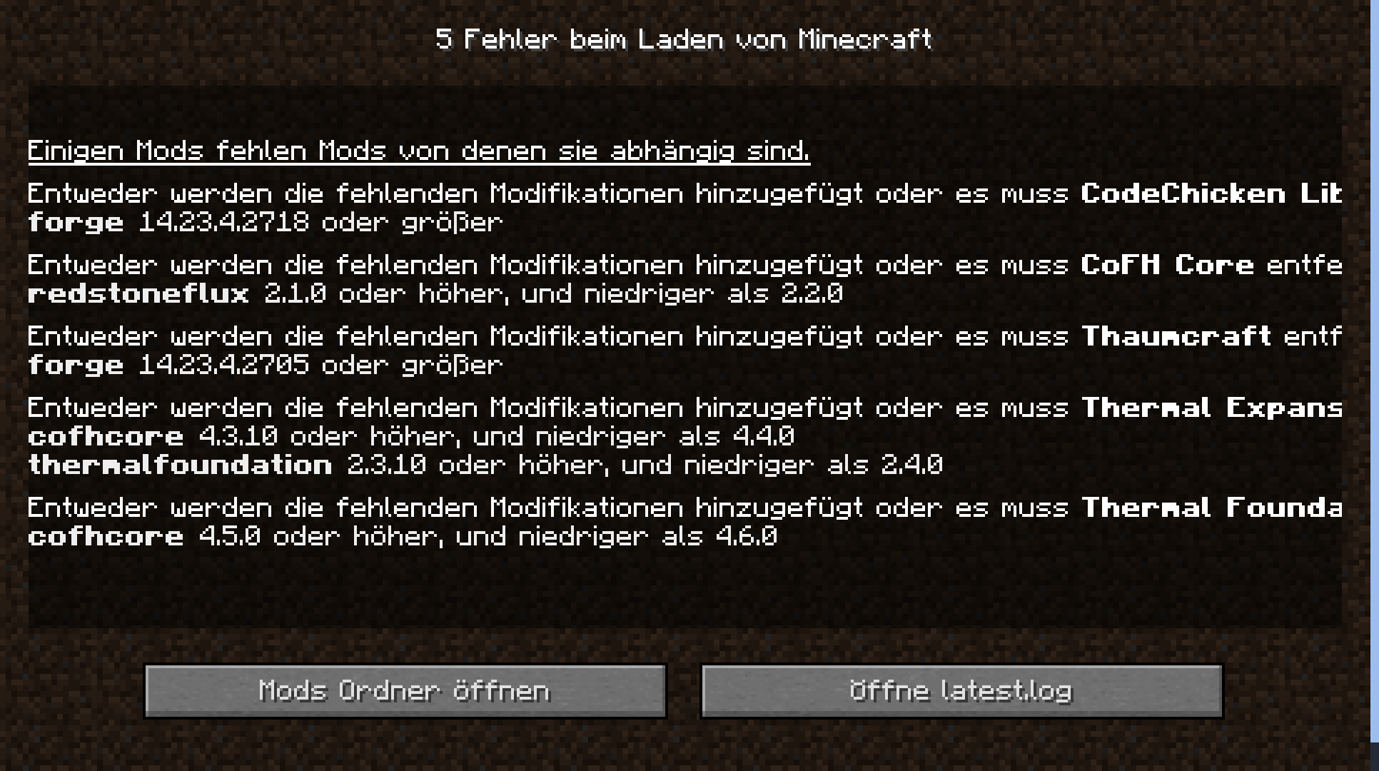 Fehler bei Minecraft Mods? (Computer, Technik, Spiele und Gaming)