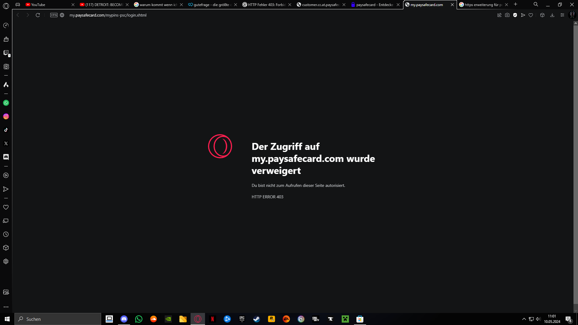 Fehler bei PaySafe? (Instant Gaming)