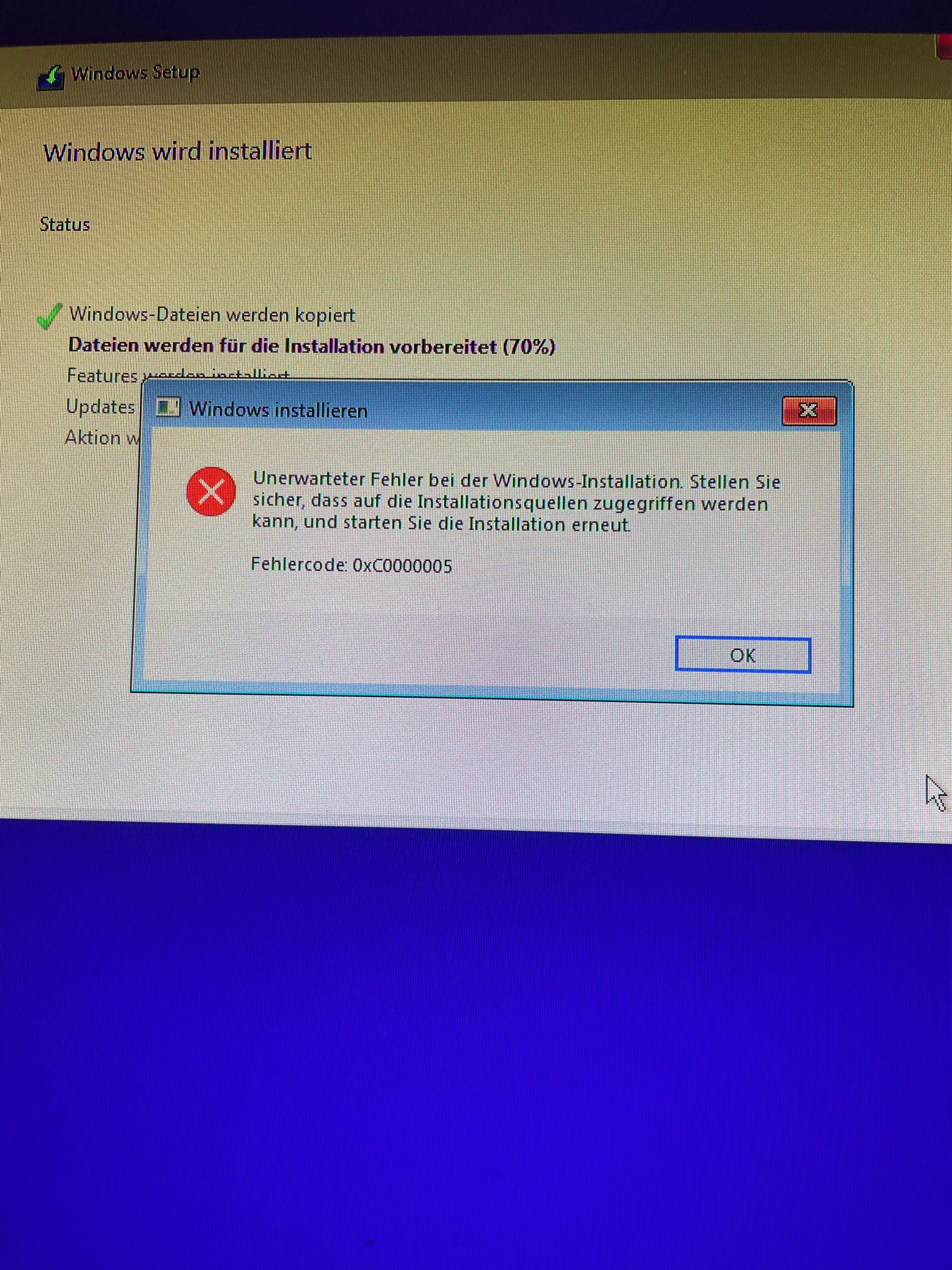 Fehler bei Windows 10 Installation? (USBStick, booten, Windows Installation)