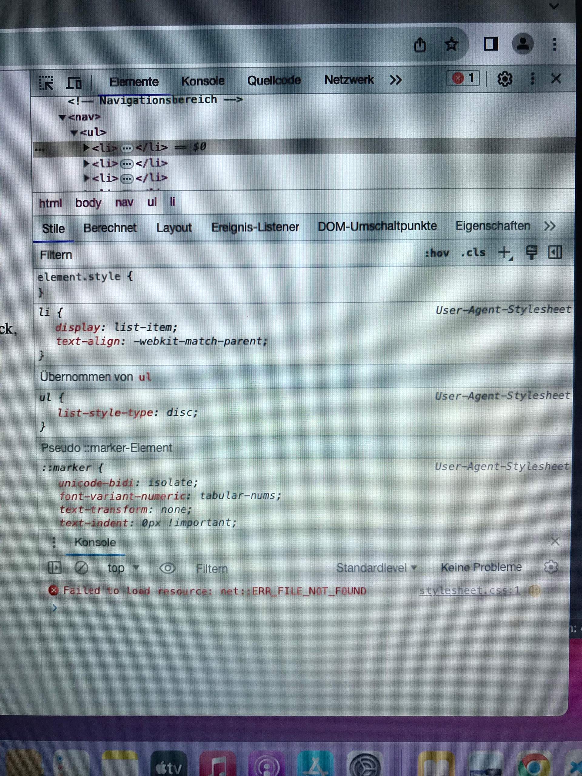 Fehler beim einbinden von css in html datei webseite 