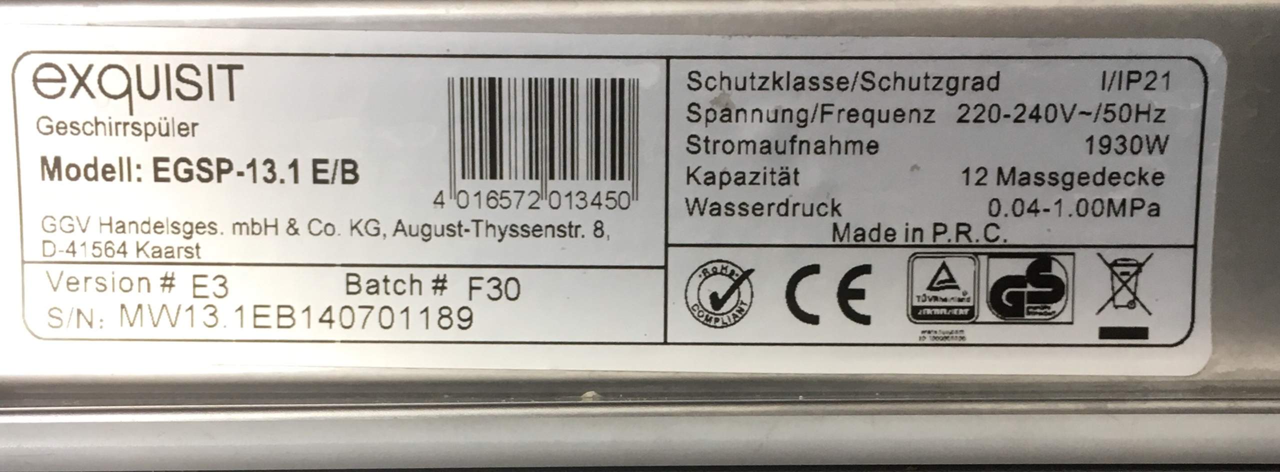 Fehlermeldung Bei Exquisit EGSP-13.1 E/B? (Technik, Technologie ...