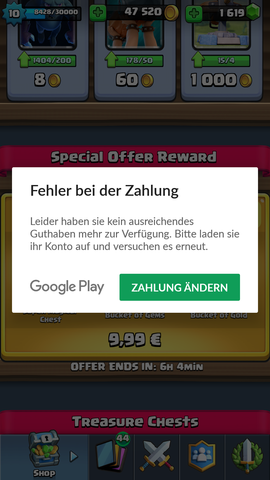 ...und dann jedes mal dies Fehlermeldung, trotz ausreichendem Guthaben... - (Handy, Android, Fehler)