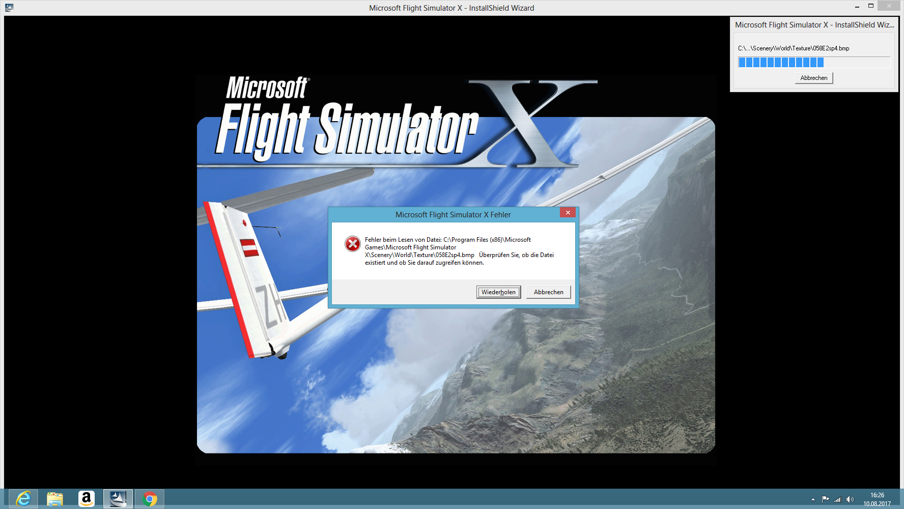 Fehlermeldung beim Installieren von FSX? (Installation, Flugsimulator)