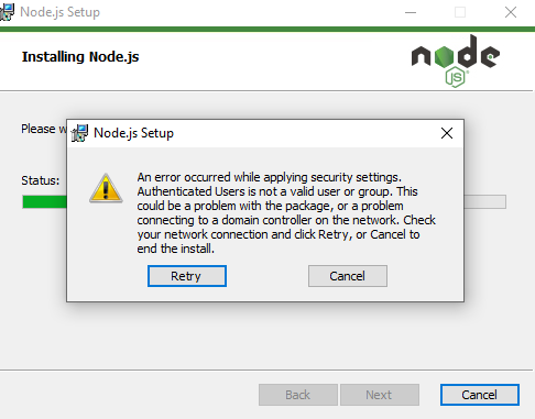 Fehlermeldung beim Installieren von Node.js? (Computer, Technik ...
