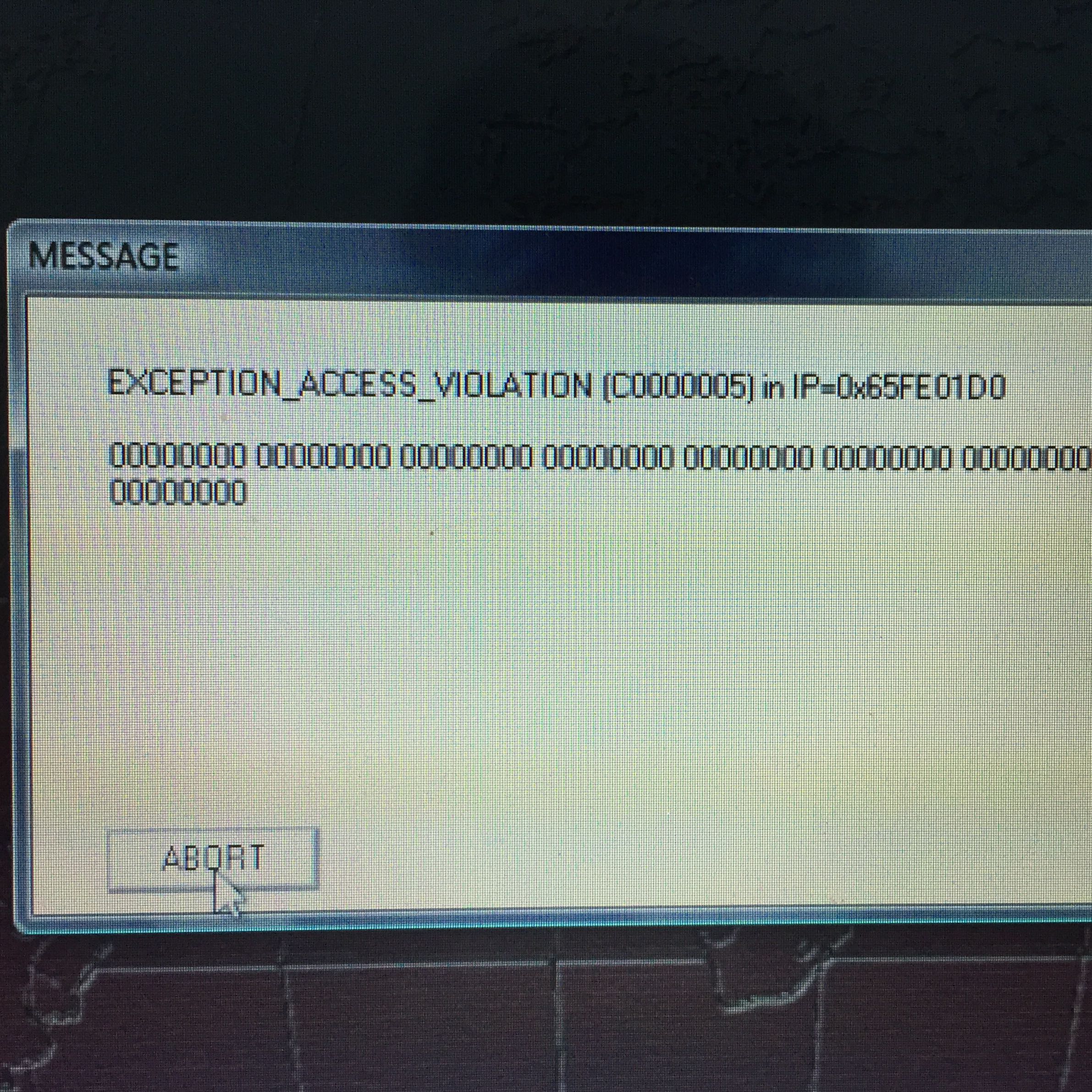 Fehlermeldung Exception Access Violation! Hilfe Windows