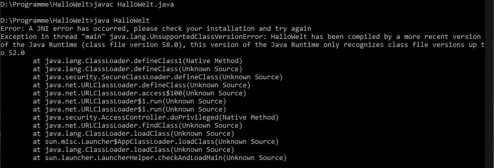 Fehlermeldung Java Programm in CMD beheben? (Computer, programmieren)
