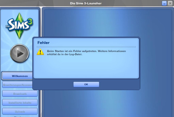 Fehlermeldung Sims 3 Computerspiele