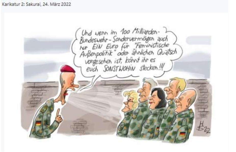 Feministicshe außenpolitik, Karikatur interpretation?