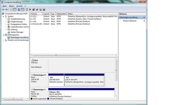 Datenträgerverwaltung - (Windows, Festplatte, defekt)