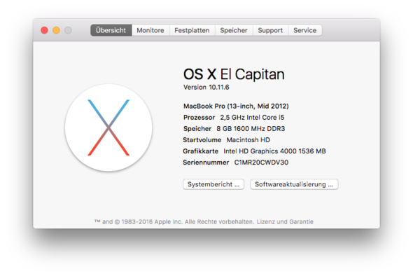 Macbook Informationen - (MacBook, Mac OS X, Filevault)