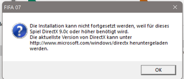 Finde die Datei DirectX 9.0c nicht u kann deshalb ein bestimmtes Spiel nicht installieren?