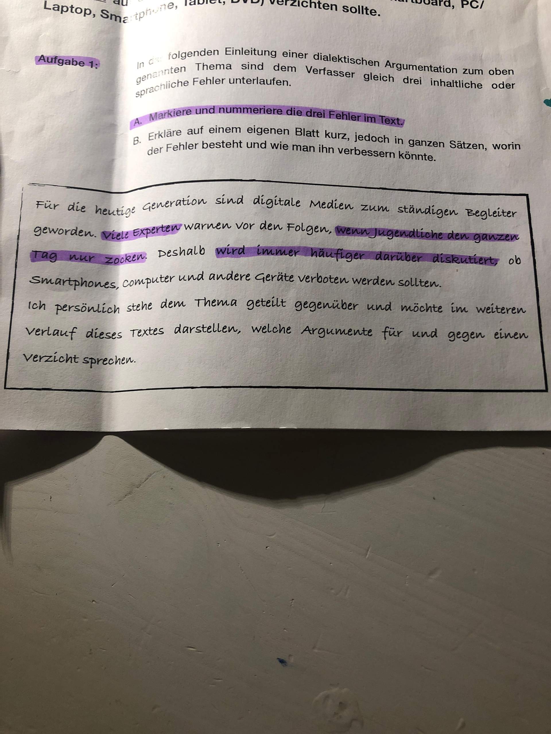 Findet ihr die Fehler im Text? (Schule, Deutsch)