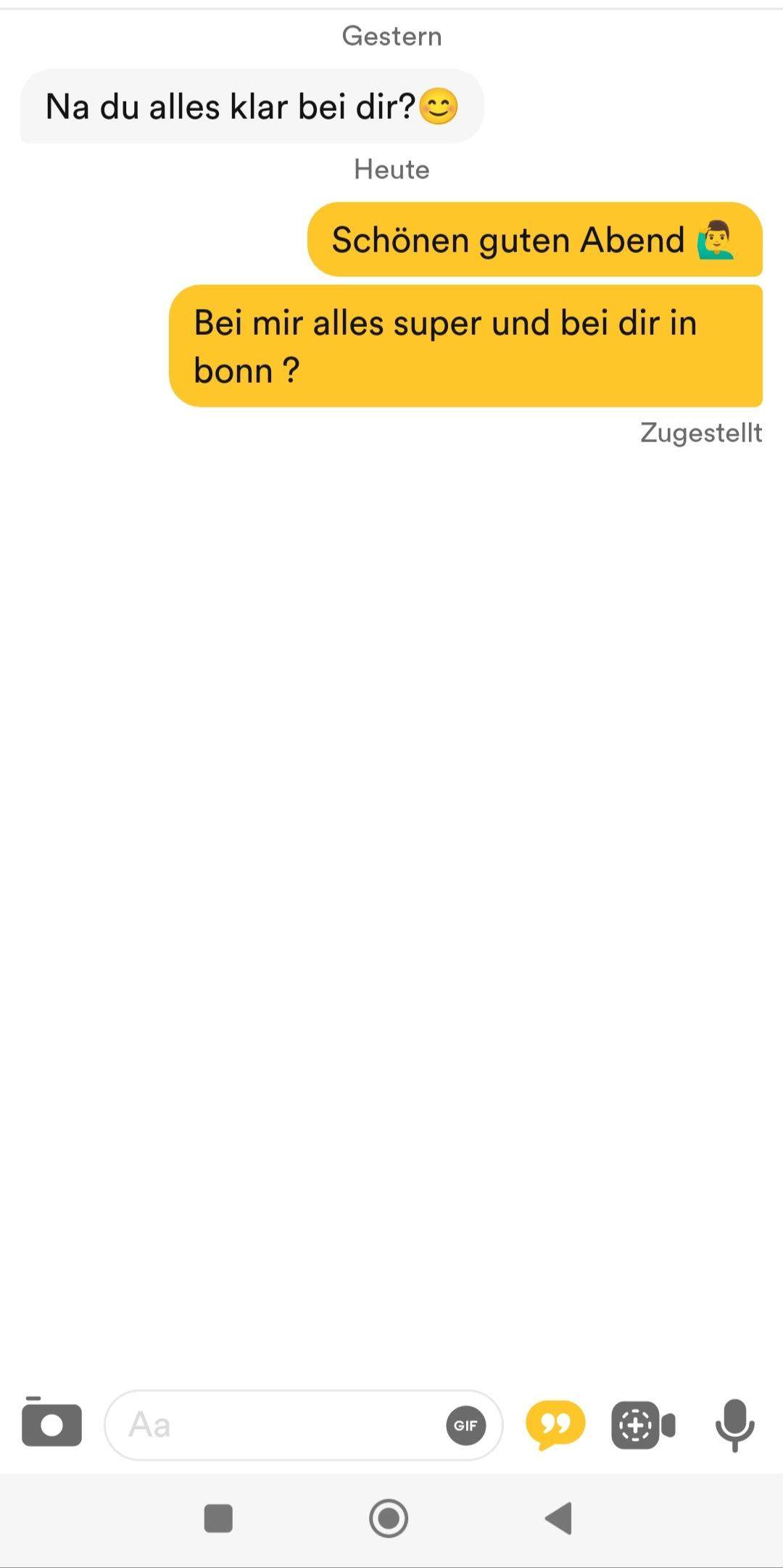 Findet ihr die Nachricht der Frau an den Mann auf bumble Respektlos dass sie nur na wie gehts