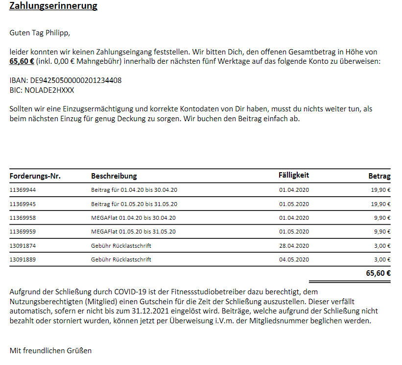 Fitnessstudio Ignoriert Mails Und Mahnt Mich Ab Recht Mail
