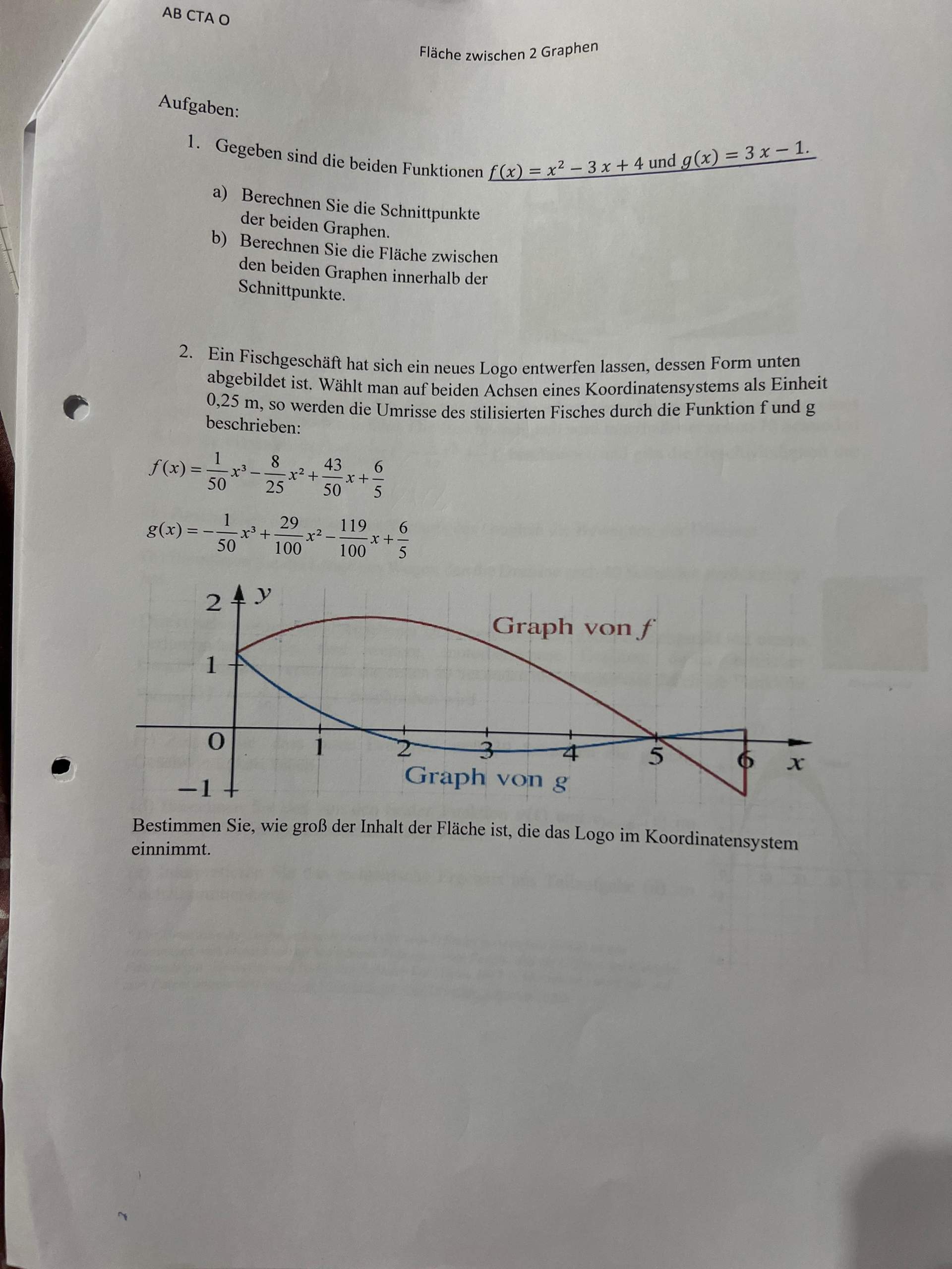 Flächen Zwischen Zwei Graphen Rechner