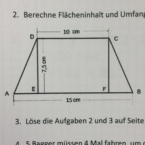 Flächeninhalt und Umfang vom Trapez? (Schule, Mathematik, rechnen)