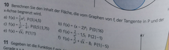 Flacheninhalt Zwischen Funktion Tangente Und X Achse Schule Mathe Mathematik