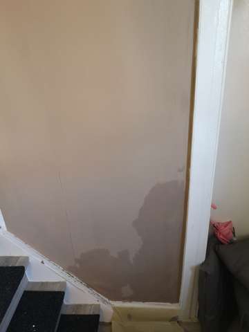 Flecken An Der Wand Nach Dem Streichen Renovierung Baustelle Malerarbeiten