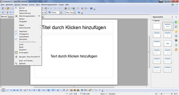 Folienbereich In Openoffice Impress Wieder Anzeigen Programm