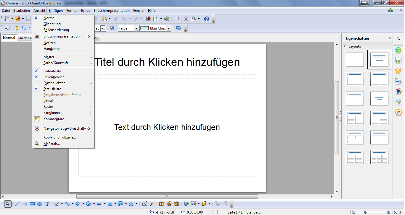 Folienbereich In Openoffice Impress Wieder Anzeigen Programm Software Windows 7