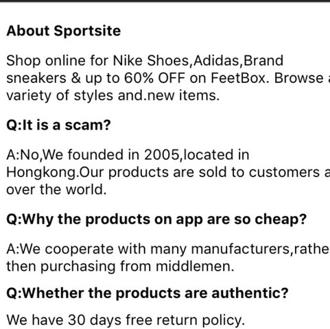 4. Bild: das ist die Erklärung der Seite warum die Schuhe so billig wären - (Apple, App, Schuhe)