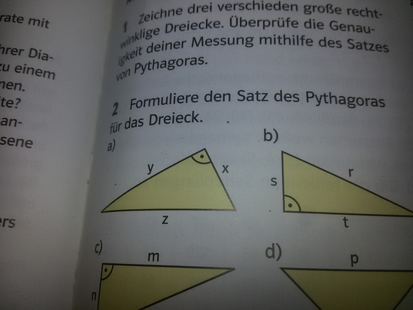 Formuliere den Satz des pythagoras ist das so richtig ? (Mathematik