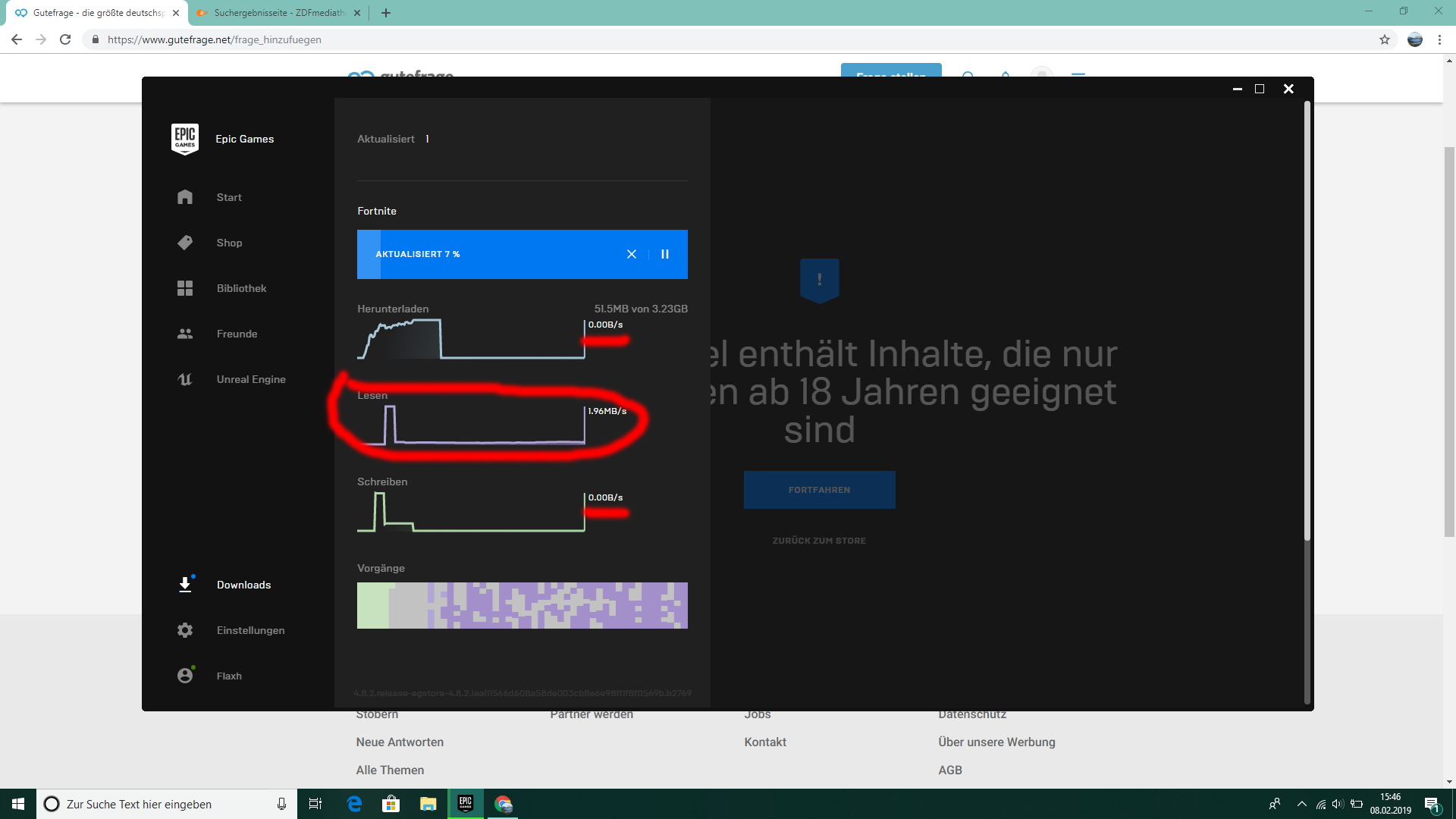 Fortnite lädt auf dem Laptop sehr langsam runter? (Computer, Technik