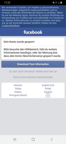 Frage zu gesperrten Facebook Account?