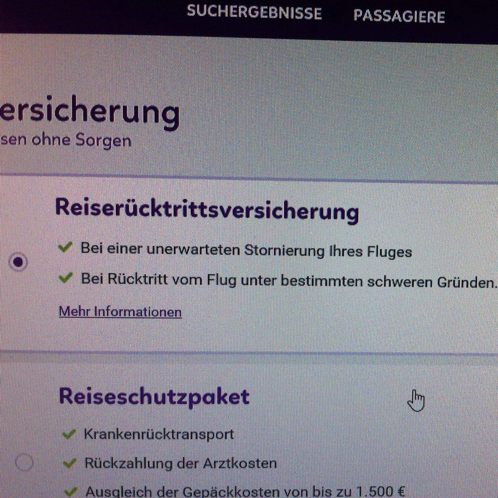 Frage zu Reiserücktrittsversicherung - Stornierung von Flug? (Reise, Versicherung, fliegen)