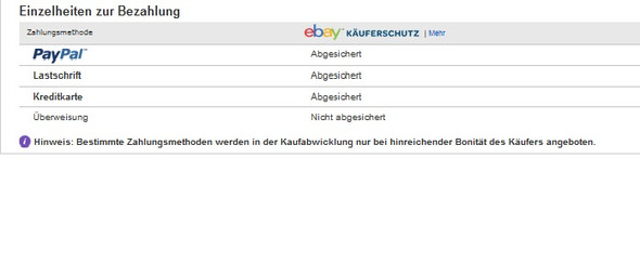 Frage zur eBay-Kaufabwicklung