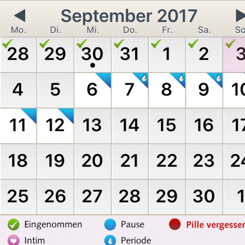 Das blaue heißt Pause obwohl ich die Pause erst am 16.09 machen sollte  - (Sex, Schwangerschaft, Pille)