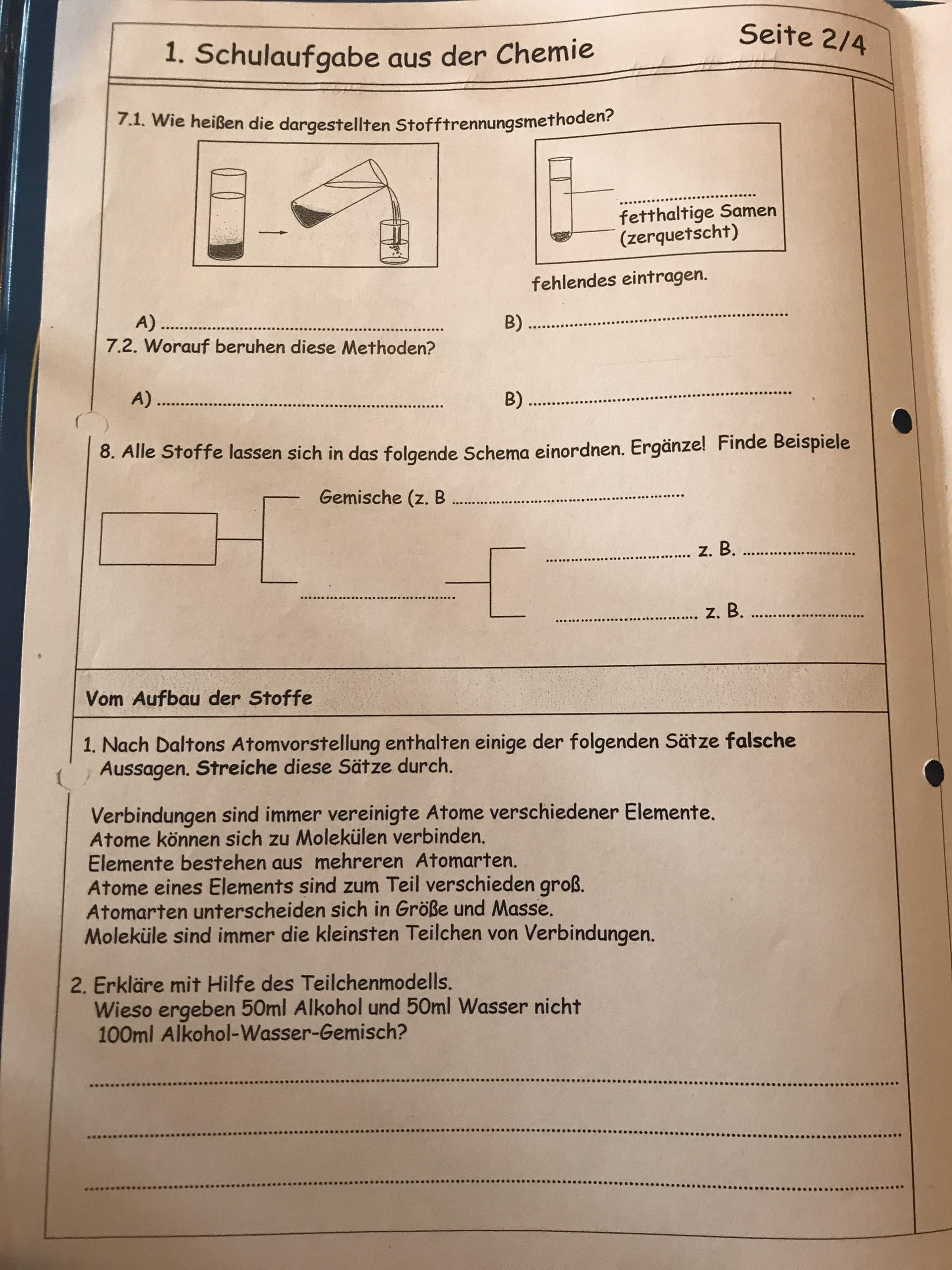 Test Z Chemii Klasa 7 Dział 1 Fragen zu Chemie 9.Klasse? (Computer, Schule, Lernen)