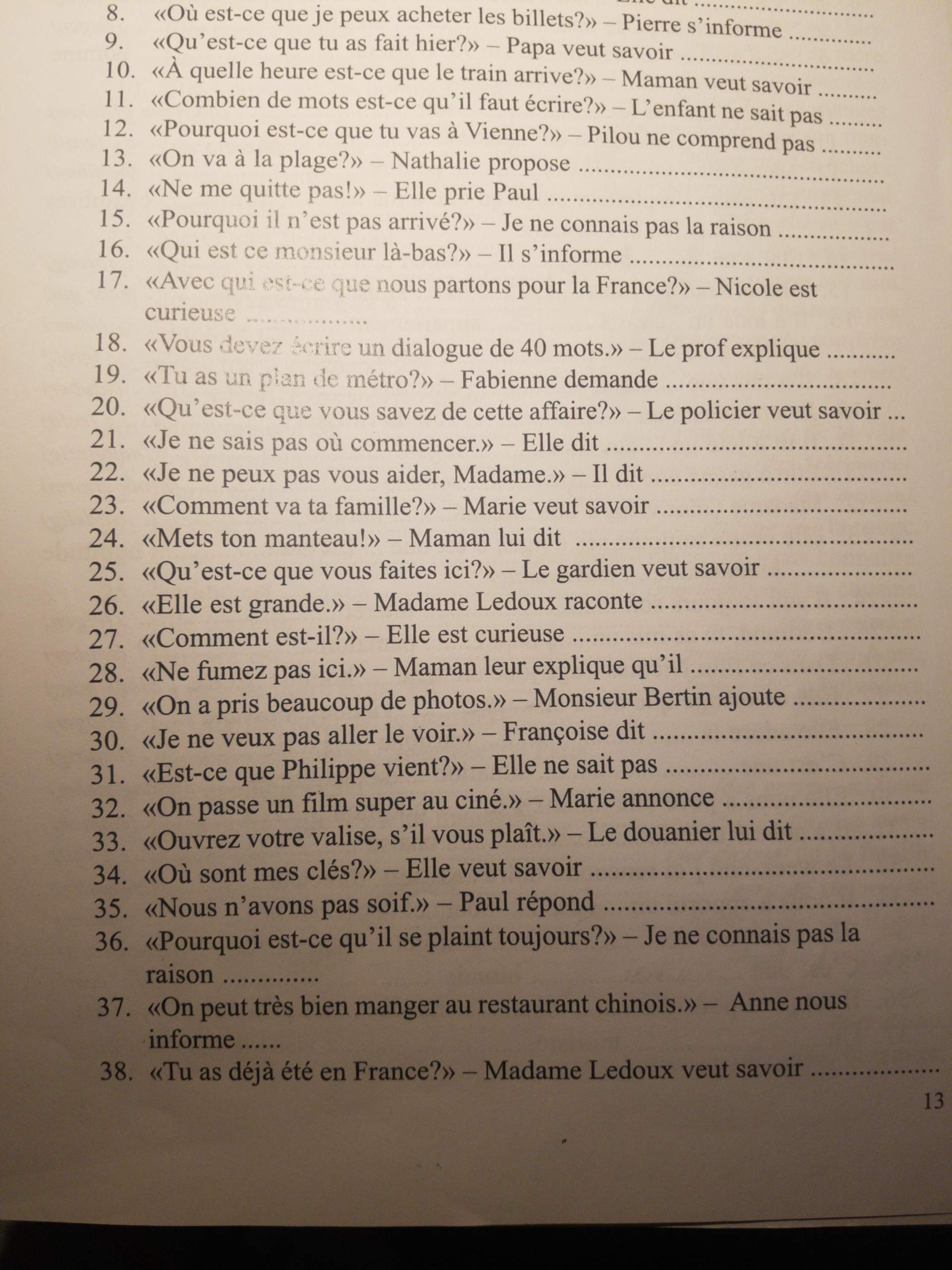Indirekte Rede Und Frage Französisch übungen Französisch indirekte rede? (Grammatik, Text, Aufgabe)