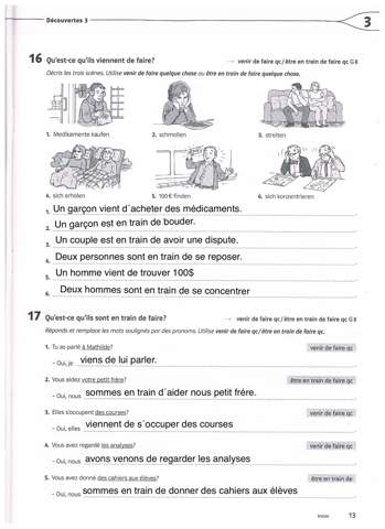 Franzosisch Venir De Faire Qc Etre En Train De Faire Qc Fremdsprache Franzosische Grammatik
