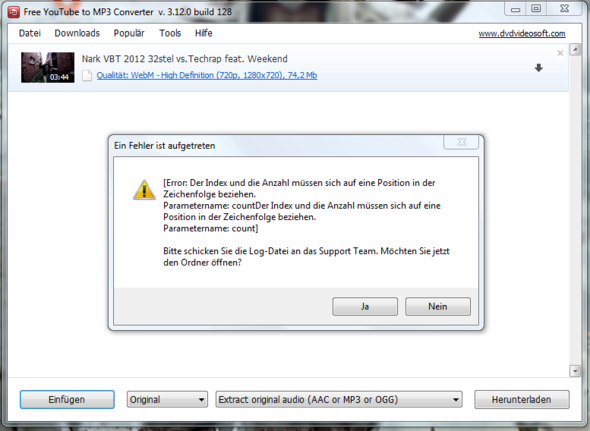 Youtube Converter Fehler Beim