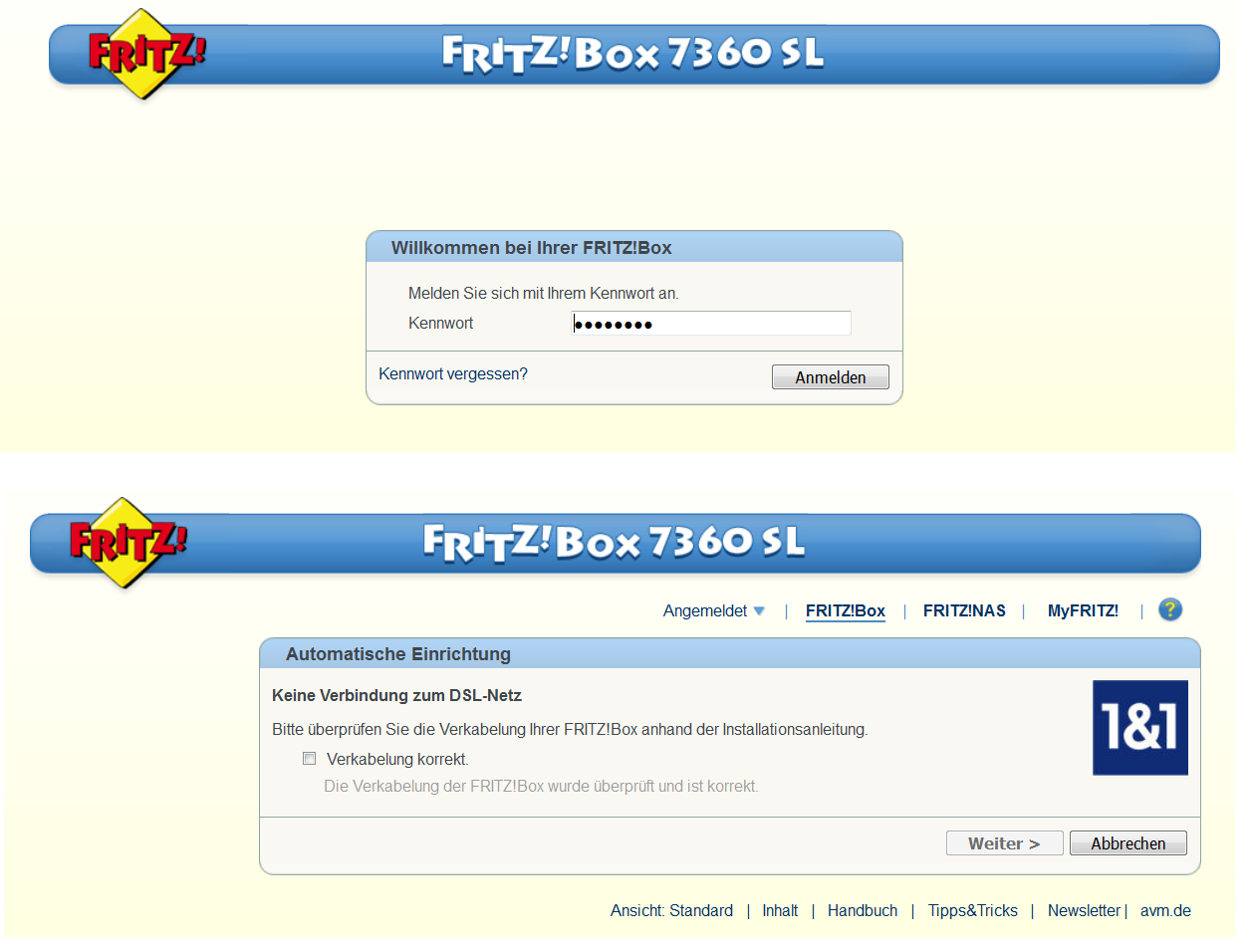 Fritz Box 7360 Sl Wird Als Router Verwendet Aber Anschluss Ist Nur Uber Lan Moglich Und Nicht Uber Wi Fi Internet Fritz Box