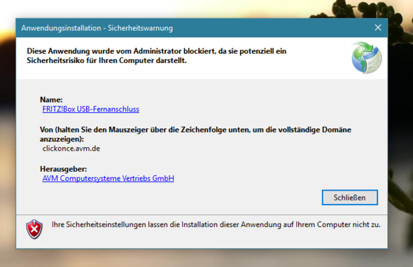 Fritz!Box USB Fernanschluss lässt sich nicht Installieren. Kann mir ...