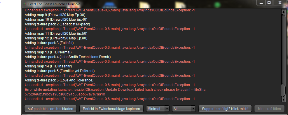 FTB Launcher - ModPacks laden nicht richtig! HILFE 