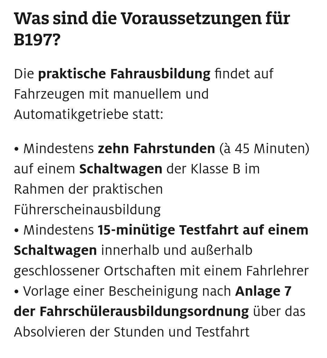 Führerschein B auf B197 kann mir jemand die vorrausetzungen erklären bild ist dabei? (Auto