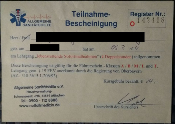 Fuhrerschein Erste Hilfe Kurs Erneut Ablegen