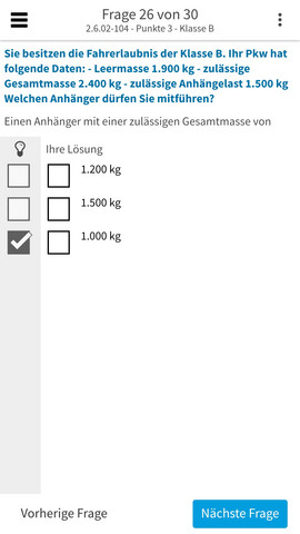 Anhänger Fragen Führerschein Klasse B